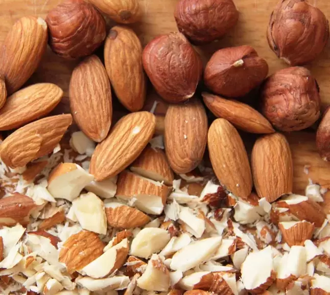 almonds and hazelnuts for effect